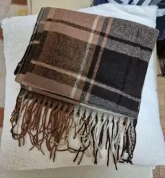 チェック柄マフラー ブラウン系