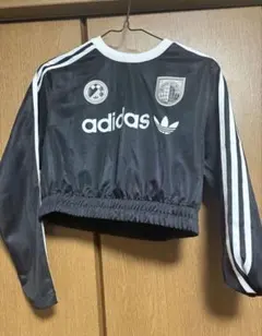 【美品】adidas クロップドジャージ M ブラック