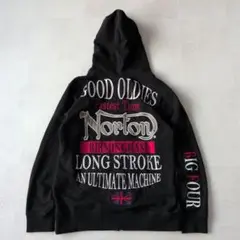 美品✨Norton フルジップパーカー　ロゴ刺繍　ブラック　黒　Lサイズのサムネイル