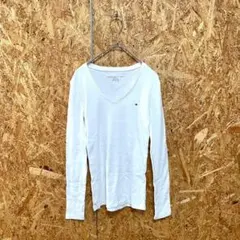 TOMMY HILFIGER トミー Tシャツ ロンT Vネック ホワイト