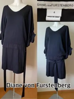 ダイアン・フォン・ファステンバーグ DVF チュニックワンピ 黒 ドルマン 絹混
