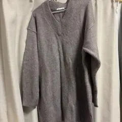 グレー系 Vネック 長袖ニット GU
