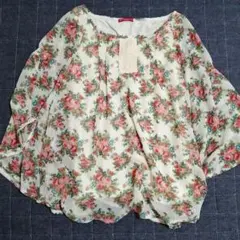 花柄　シフォン　トップス