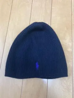 Y*た様 ポロ・ロゴ付きニット帽 ブラック