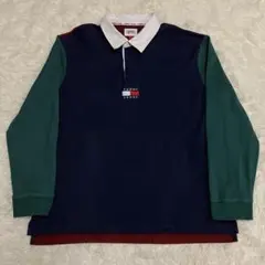 《美品ビッグシルエットXL人気早い者勝ち》トミージーンズラグビーシャツL/S