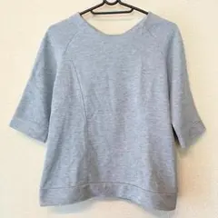 【ZARA】5分袖 スウェット トップス ジッパー付き グレー