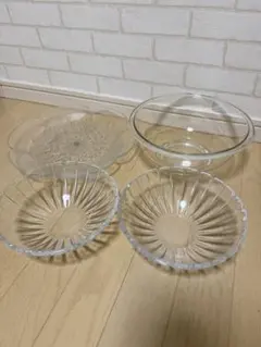 昭和レトロ ガラス食器 4点セット PYREX 盛皿 小鉢 元箱あり