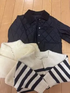 ベビー服 アウター3点セット（ネイビー、ホワイト、ストライプ）80cm ユニクロ