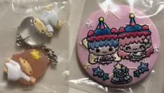 なかよしドロップチャーム ガチャ キキララ サンリオ たまごっち刺繍缶バッジ