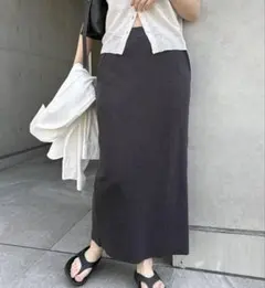 andme セルフカットリブロングタイトスカート スミクロ