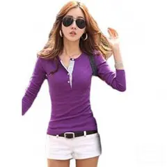 長袖 カットソー スリム シルエット 無地