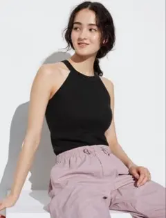 ユニクロ ホルターネックブラタンクトップ 黒 S