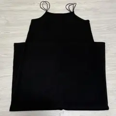 キャミワンピース リブ ブラック ロング丈 M