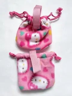 キティ　巾着　2点セット　フリース素材　レトロ　サンリオ