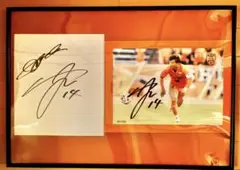 清水エスパルス　14山原怜音選手直筆サイン色紙、Ａ4写真プリントサイン入り額縁入