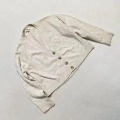 ユニクロVネック カーディガン ウール混 オフホワイトL