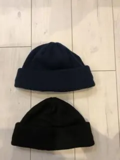 ニット帽 ネイビー ブラック 2点セット
