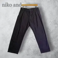 ニコアンド テーパードパンツ チェック柄 3 ダークグレー　洗える　カジュアル
