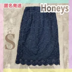 新品 Honeys タイトスカート S レディース スカート 花柄 レースアップ