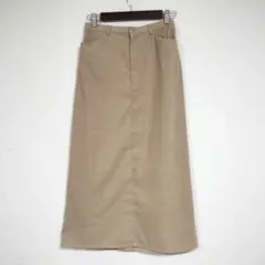 【LAG】ベージュ スエード風ロングスカート M スリット オフィスカジュアル