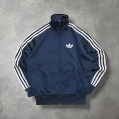 アディダスadidas古着トラックジャケットジャージフルジップ刺繍ネイビーM49
