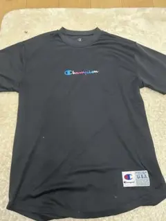 Champion 半袖Tシャツ 黒 カラフルロゴ
