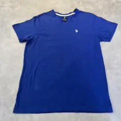 U.S. POLO ASSNワンポイント刺繍ロゴVネックブルー青M34のサムネイル