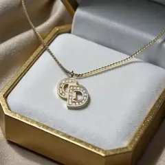 Christian Dior CDロゴ ラインストーン ネックレス ゴールドのサムネイル