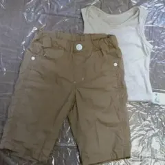 サニーランドスケープブラウン半端丈パンツ95茶色テータテートユニクロメッシュ肌着