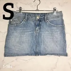 デニムミニスカート 爽やか ライトブルー 美脚効果 スッキリ シルエット 【S】