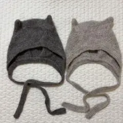 kiddy stuff ボンネット ねずみ ライトグレー 1-2y 2点セット | Mercari