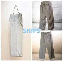 【新品】SHIPS サスペンダー付き ワイドパンツ スラックス ベージュ系 38