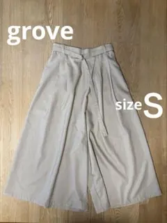 grove レディース　ワイドパンツ　ガウチョ　ベルト付き　ベージュ　サイズＳ