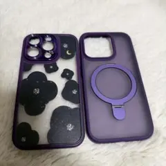 iPhone用ケース スタンド機能付き パープル