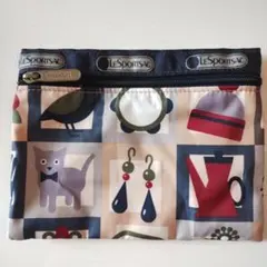 ★LeSportsac ポーチ 猫 鳥 モチーフ柄のサムネイル