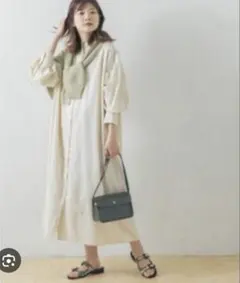 アーバンリサーチロッソバンドカラーボリュームシャツワンピース