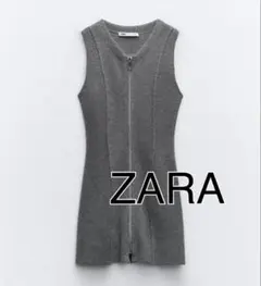 ZARA グレー ノースリーブニットワンピース