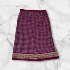 【難あり】総柄　スカート ボルドー 古着