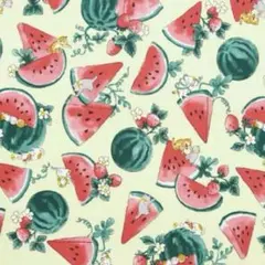 ☆いたずらニャンコとすいか柄 ☆綿１００% シーチング生地　１１０㎝×５０㎝