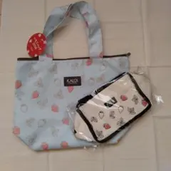 KALDI いちご柄エコバック　保冷バックセット