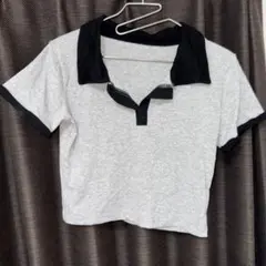 【値下げ中】グレー クロップドポロシャツ 半袖