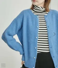 FOX混 ニット カーディガン ブルー