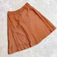 favori ファヴォリ ＊ フレアスカート ひざ丈 オレンジ 36 金ボタン