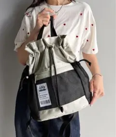 《JaVa ジャバコラボ》毎日の相棒バッグ！メッシュ使い巾着２WAYリュック