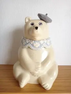 しろくま貯金箱　つけ襟＆ベレー帽　刺繍えり　ハンドメイド