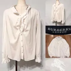 BURBERRY LONDON フリル付き長袖ブラウス　ホース刺繍ブラウス40のサムネイル