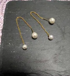 未使用　淡水パール付きチェーンピアス