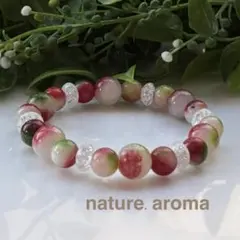 天然石ブレスレット 緑　赤　パワーストーンブレスレット　No.24