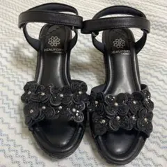 BEAUFORT スパンコール ビジュー ストラップサンダル⭐︎SS★ブラック
