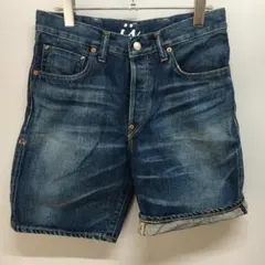 日本製　caqu　サキュウ　セルビッジ　ショートデニム　USED　13035のサムネイル
